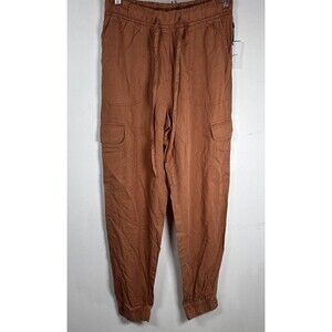 Japna Rust Lyocell Cargo Jogger Pants Womens Medium Elastic Waist Lightweight